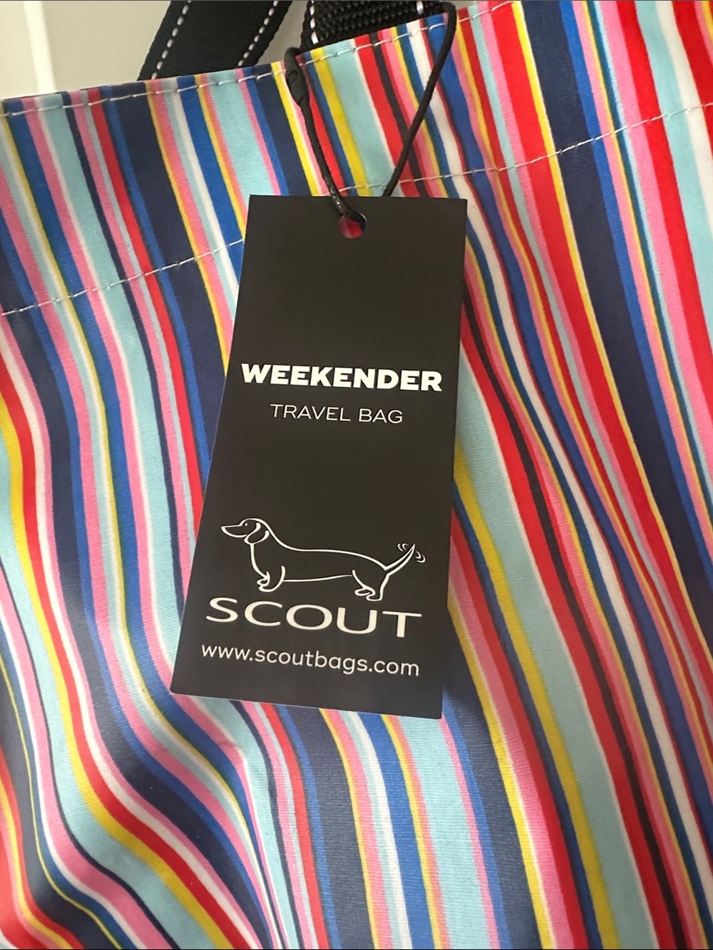 Scout Striped WeekenderTote Bag in Multi-Color with Black Handles - Picture 2 of 2